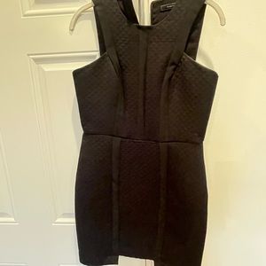 BCBG black quilted high neck mini dress